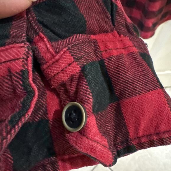 JACHS Men’s Brawny Flannel Shirt Black and Red Size Large/Tall - Picture 15 of 16